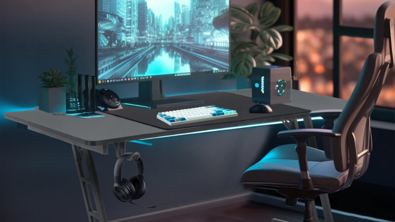 Gaming Tisch 120/140cm | Höhenverstellbar | Carbon | Optik