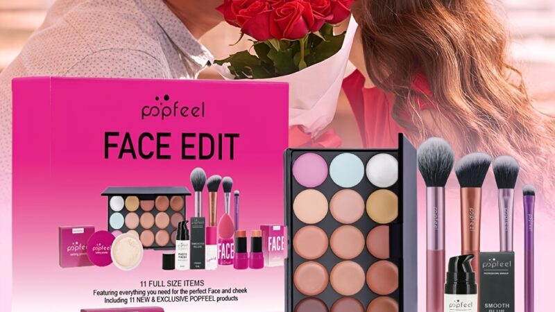 POPFEEL 11-teiliges Valentinstag Geschenkset – Gesichts-Make-up-Kit in Pastellfarben