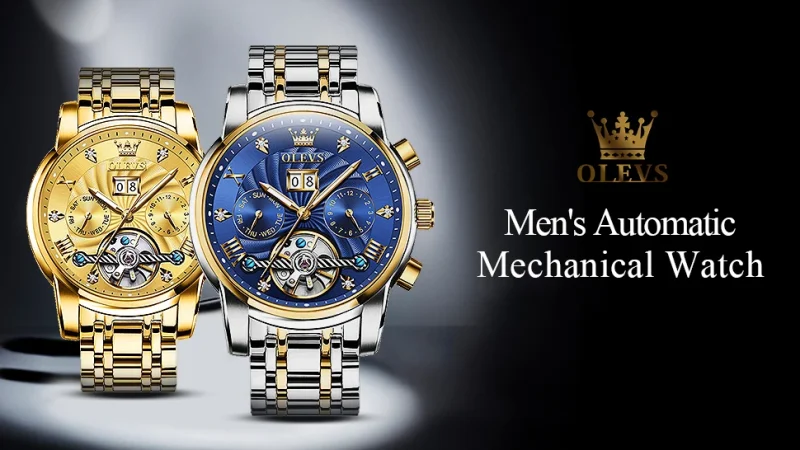 OLEVS Luxus Uhren Für Männer Automatische Uhr Wasserdichte Edelstahl Mechanische Uhren Geschenk Box Leucht Männliche Armbanduhr
