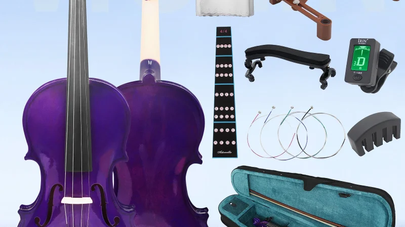 Lila Violine 4/4 Ahorn Panel Geschenk für Anfänger Violine Schönes Geschenk Geeigneter Musikkurs Studie mit Violine Praktische Teile