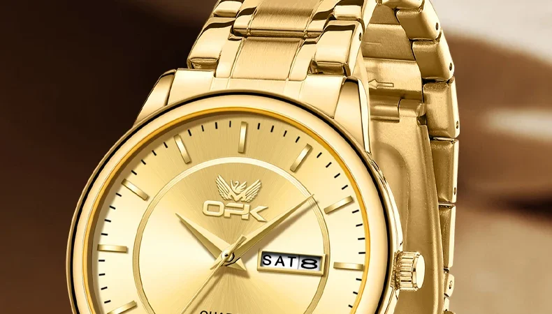 Opk 6022 Uhren für Männer Quarz Armbanduhr lässig Mode wasserdicht Edelstahl Dual Kalender Display reloj hombre ﻿