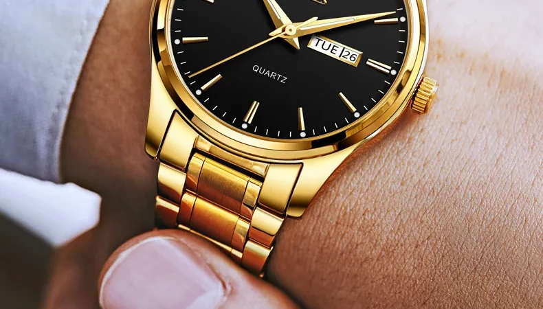 Olevs Herren uhren Dual Kalender einfache Mode Original Herren Armbanduhr wasserdicht Edelstahl Luminus Reloj