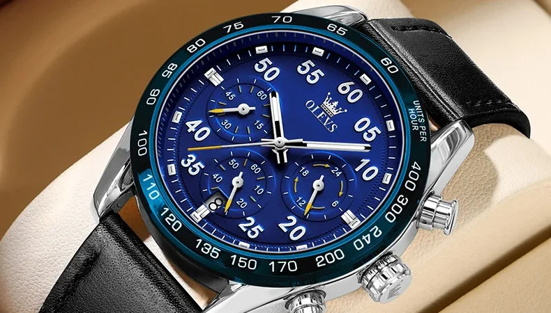 Olevs Herren uhren Mode lässig Original Quarzuhr für Mann Chronograph wasserdicht leuchtendes Datum 24 Stunden Anzeige neu