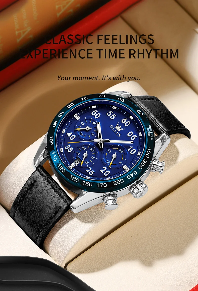 Olevs Herren uhren Mode lässig Original Quarzuhr für Mann Chronograph wasserdicht leuchtendes Datum 24 Stunden Anzeige neu