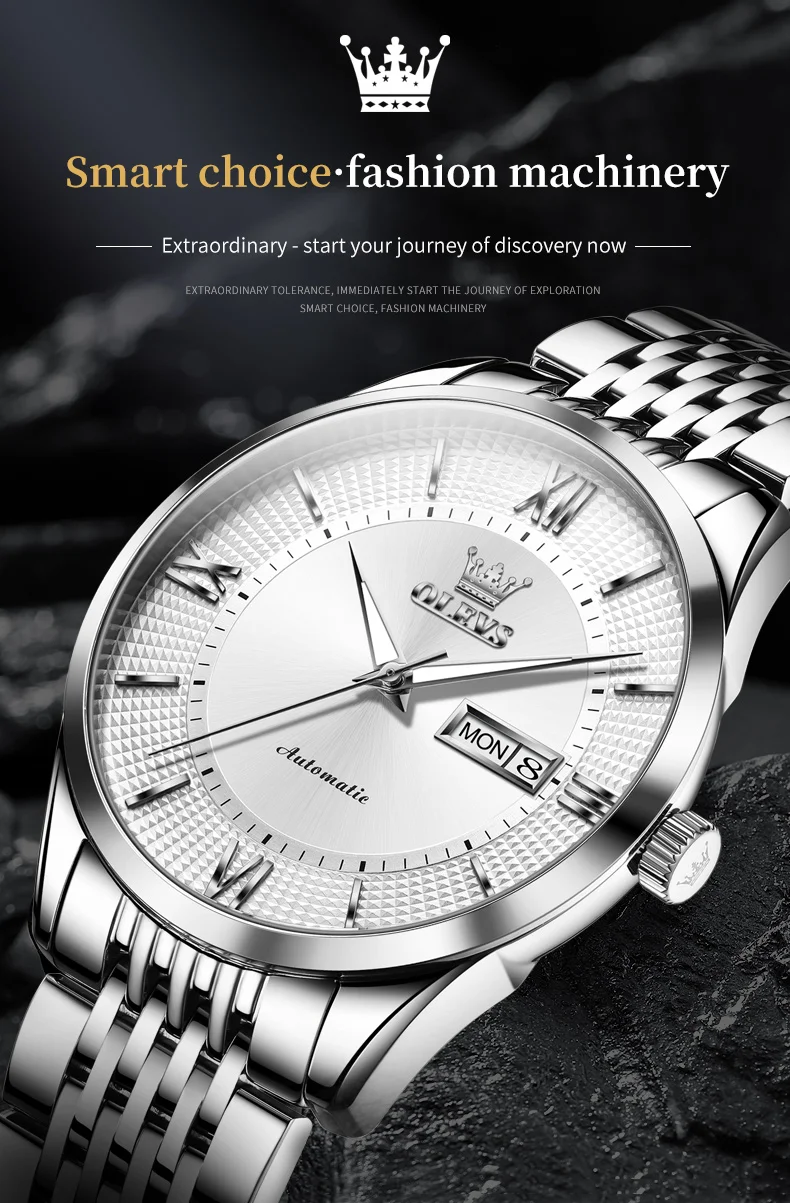 Olevs Herren uhren einfache Business Original Armbanduhr automatische mechanische Uhrwerk Saphir Spiegel wasserdicht leuchtendes Datum