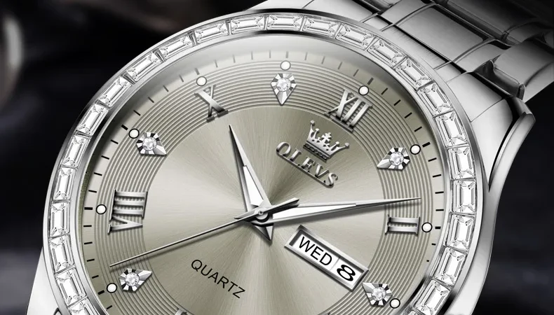 Olevs Herren uhren Top-Marken klassiker Mode Original Quarz Armbanduhr für männliche Zirkon Lünette wasserdichte leuchtende Datum Woche