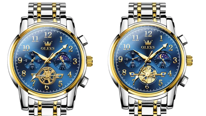 Olevs 2900 Mondphase Uhr Männer Edelstahl wasserdicht leuchtende Mode Skelett Chronograph Quarz Armbanduhr für Männer neu