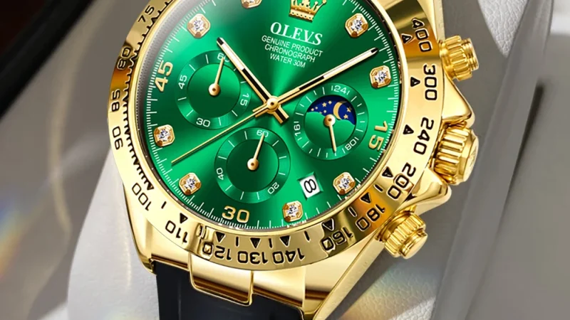 OLEVS herren Uhren Luxus Multifunktionale Original Quarz Wirst Uhr für Mann Wasserdicht Leucht Datum Mond Phase Weihnachten