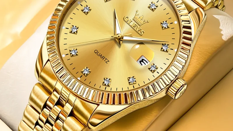 Olevs Herren uhren Luxus Gold Original Quarz Armbanduhr wasserdichte leuchtende Lupe Datum Diamant waage Casual Daily Dress