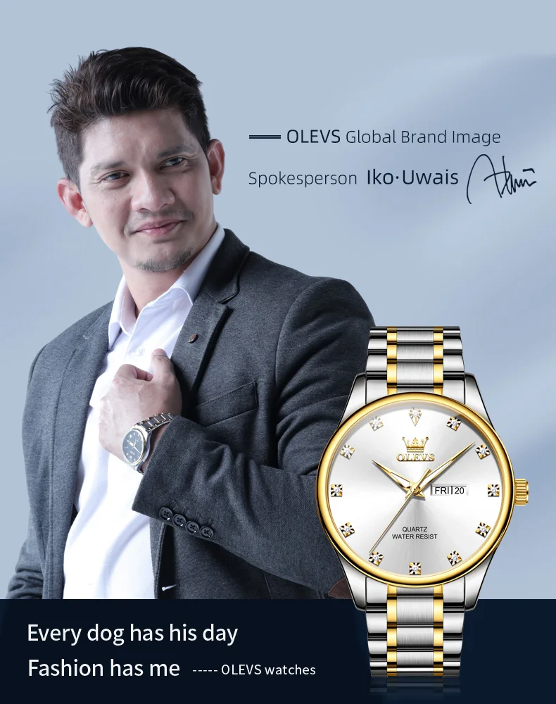 OLEVS 3612 Uhren Für Männer Zirkon Skala Edelstahl Quarzuhr Datum Woche Armbanduhr Wasserdicht Leucht Reloj Hombre