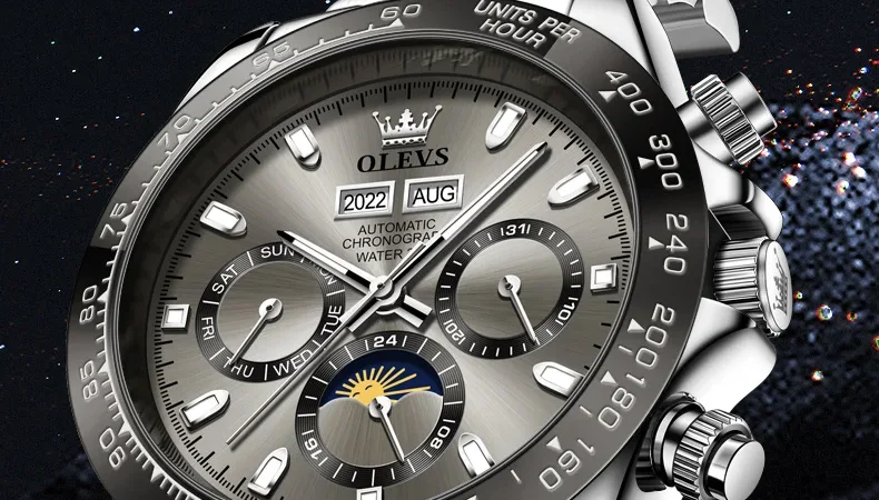 OLEVS Luxus herren Uhren Chronograph Automatische Mechanische Armbanduhr Wasserdicht Leucht Top Marke Uhr für Mann Datum Sport