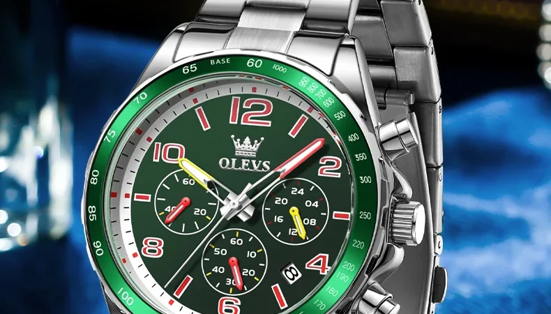 Olevs Herren uhren Nr. ty714 klassische Mode Original Quarz Chronograph Armbanduhr wasserdicht Edelstahl leuchtendes Datum