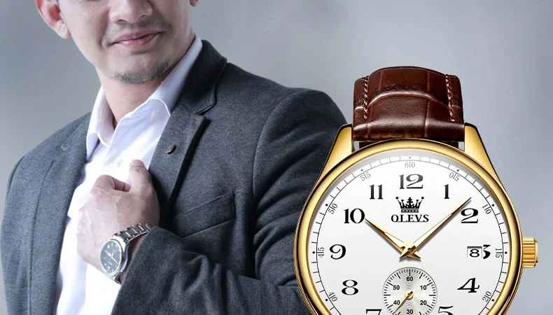 Olevs original wasserdichte Herren uhren digitale Spiegel Quarzuhr für Mann leuchtende Edelstahl Armbanduhr männliche Datum Woche