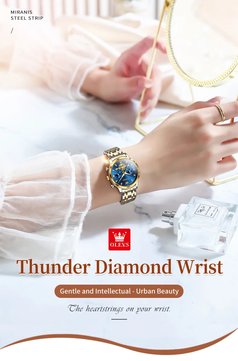 OLEVS Damenuhren, modisch, multifunktional, Original-Quarzuhr für Damen, wasserdicht, leuchtend, 24-Stunden-Exquisites Geschenkbox-Set