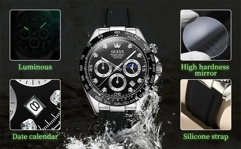 OLEVS 2875 Herrenuhr Quarz Top Marke Wasserdicht Leuchtende Uhr für Männer Drei Kleine Zifferblatt Sport Armbanduhr Chronograph Datum Reloj