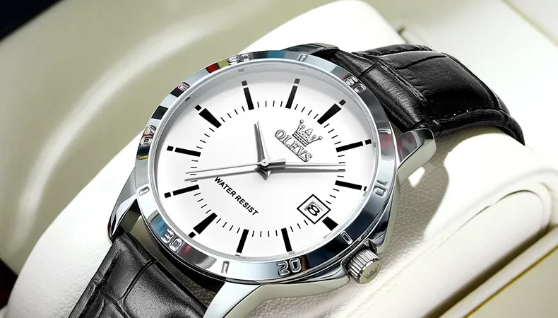 Olevs Herren uhren Top Marke Original Quarzuhr für Mann wasserdichtes Leder armband Kalender einfache Mode tägliche Kleidung