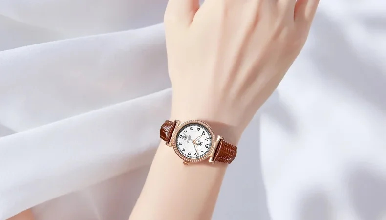 Olevs Damen uhren elegante Mode kleine Ballon Zifferblatt Origina Quarzuhr für Damen bequeme Leder armband Datum leuchtend