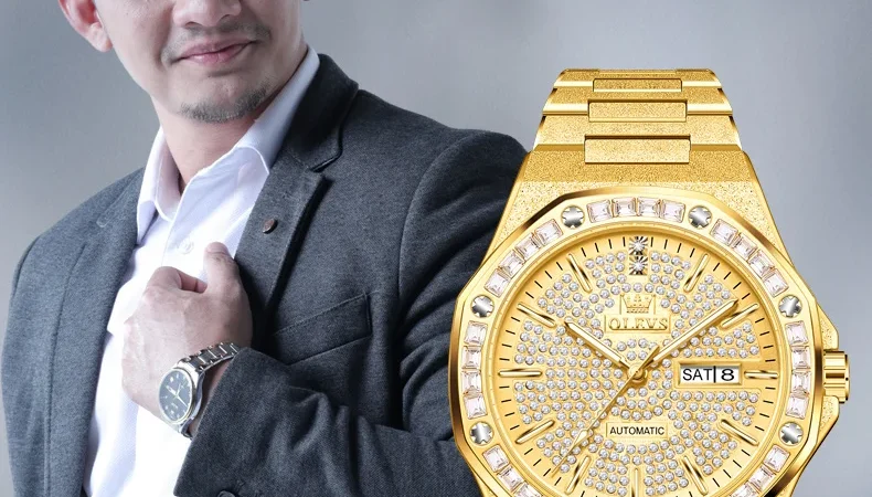 OLEVS 9803, eingelegte Quarzuhr für Herren, Luxusmarke, Chronograph, wasserdicht, Kalender, mechanische Uhr für Herren, Armbanduhr