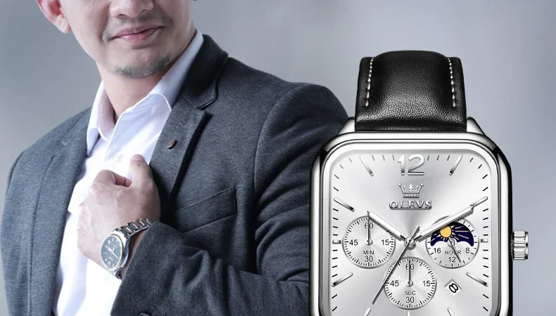 Olevs 9914 Herren uhren klassische Original Quarzuhr für Herren Leder wasserdichte Armbanduhr Chronograph Datum reloj hombre