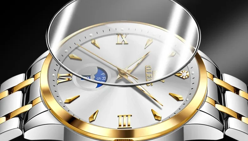 OLEVS 3646 Herrenuhr Original Business Simply Quarz Großes Zifferblatt Wasserdicht Leuchtende Reloj Dual Kalender Display Uhr Für Mann