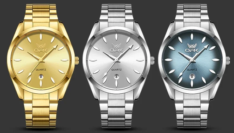 OPK 6038 Herrenuhr, Original-Quarzuhr, wasserdicht, leuchtend, Edelstahl, Uhren für Herren, automatische Datumsuhr mit Box