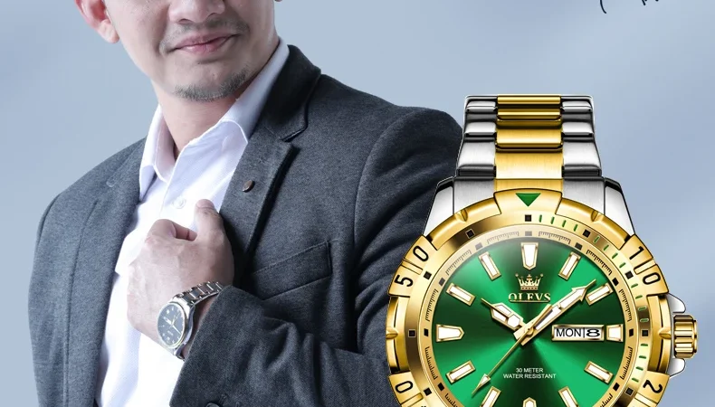 Olevs Herren uhren Taucher Stil klassische Mode Original Quarz Armbanduhr für Mann Datum Woche Anzeige wasserdicht leuchtende Reloj