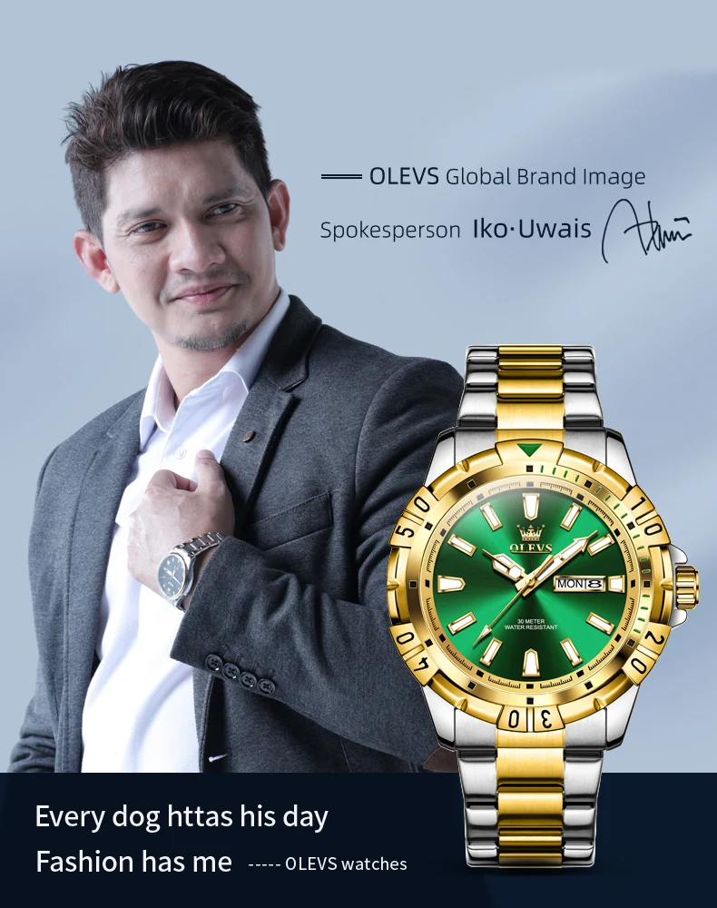 Olevs Herren uhren Taucher Stil klassische Mode Original Quarz Armbanduhr für Mann Datum Woche Anzeige wasserdicht leuchtende Reloj