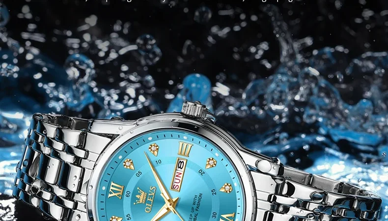 Olevs 5513 Herren uhren Original Quarzuhr für Mann Edelstahl wasserdicht leuchtend Dual Kalender Display reloj hombre