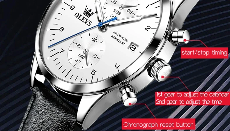 OLEVS 2880 Herrenuhr Original Top Marke Chronograph Quarz Armbanduhr Wasserdicht Leucht Reloj Datum Männlich Casual Uhr Für Männer