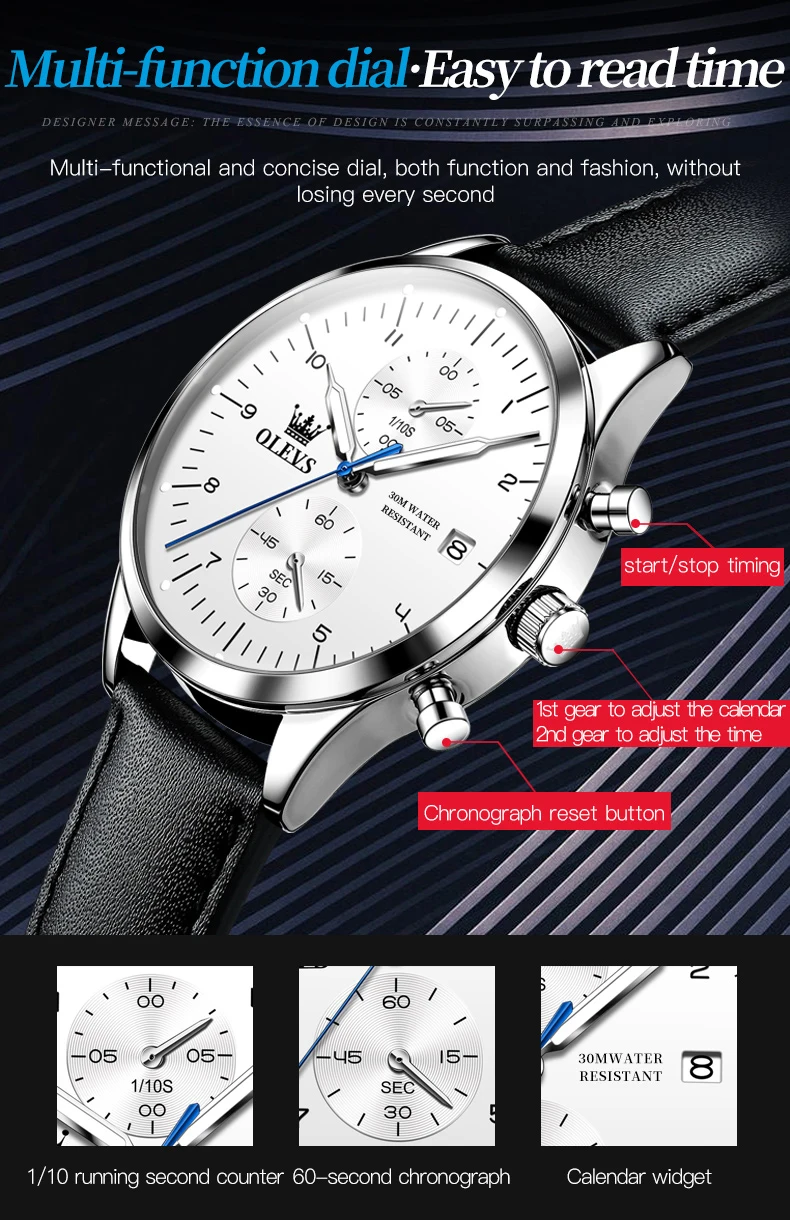 OLEVS 2880 Herrenuhr Original Top Marke Chronograph Quarz Armbanduhr Wasserdicht Leucht Reloj Datum Männlich Casual Uhr Für Männer