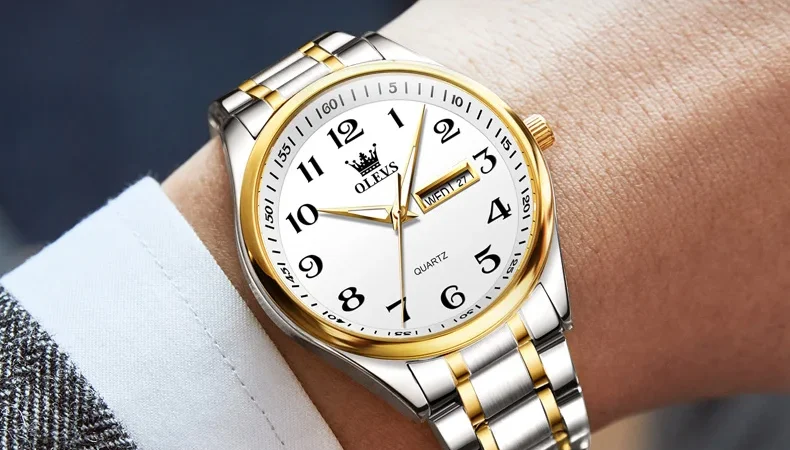 OLEVS Klassische männer Quarzuhr Wasserdichte Edelstahl Band Mode Casual herren Uhr Geschenk Datum Uhr 5567
