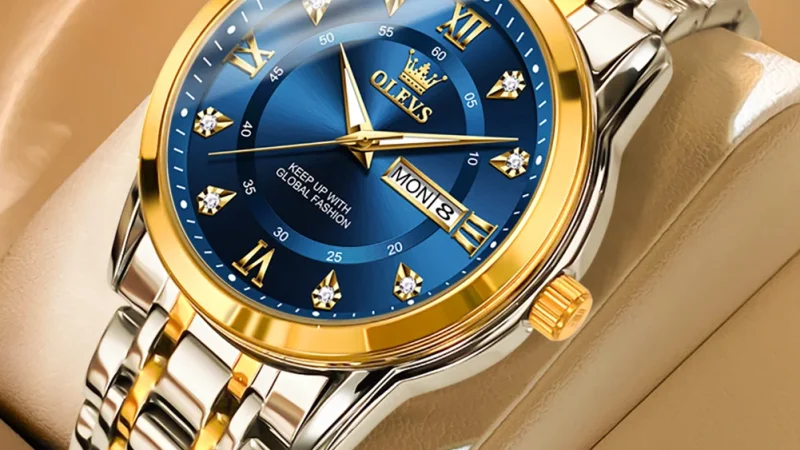 Olevs Herren uhren Mode Gold Original Quarzuhr für Mann Edelstahl wasserdicht leuchtende Armbanduhr Datum Woche römisch