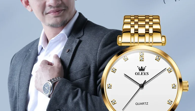 OLEVS Herrenuhren, schlicht, modisch, Original-Quarzuhr für Herren, wasserdicht, Edelstahl, Alltagskleidung, bescheidener Luxus, 5596, Neu