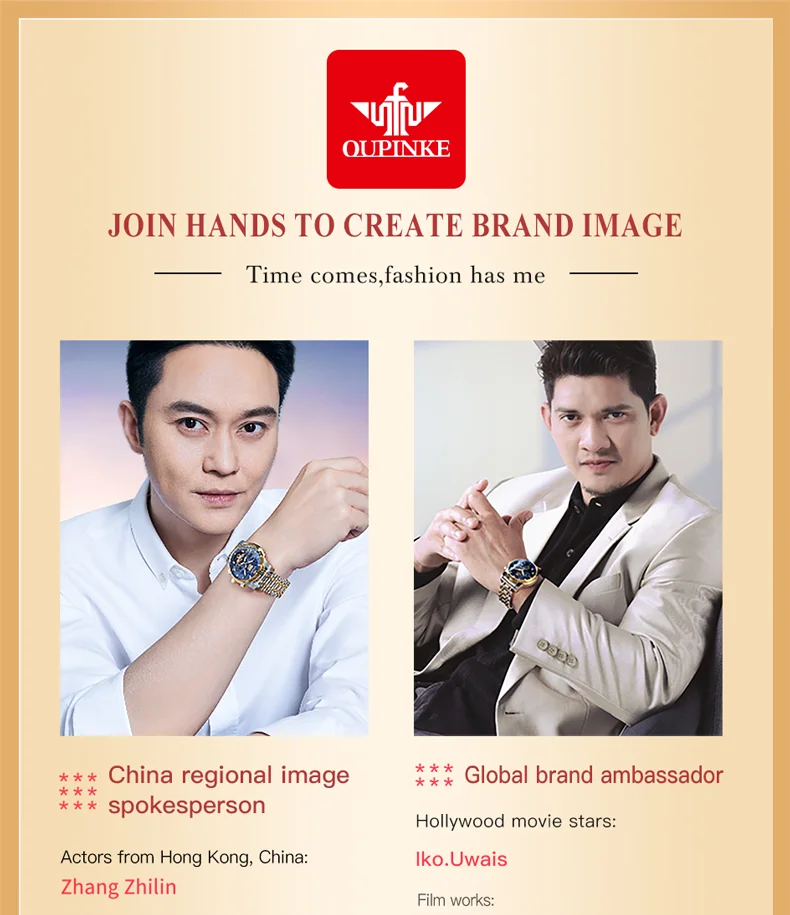 OUPINKE 3299 Herrenuhr, Originalmarke, automatische mechanische Uhr ﻿   50 m wasserdichte Uhr für Herren, Mondphase, Dual-Kalenderanzeige