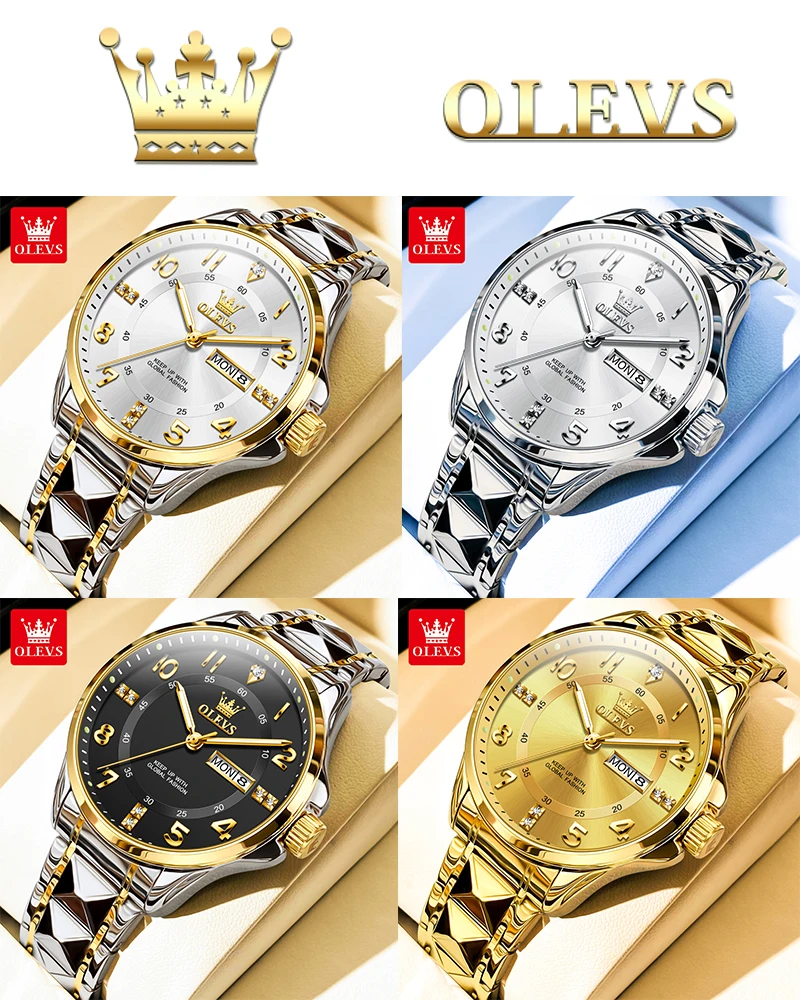 Olevs Herren uhren klassische Business Original Quarzuhr für Mann Edelstahl leuchtende wasserdichte Kalender arabische Ziffer