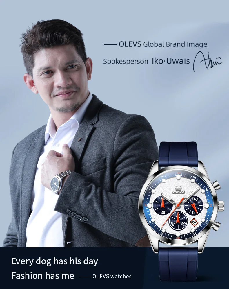 Olevs Herren uhren jungen Stil helle Farben Silikon armband Original Quarz Armbanduhr wasserdicht Chronograph leuchtendes Datum