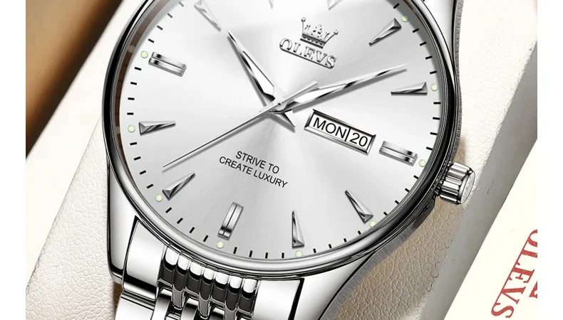OLEVS 2929 Herrenuhr, einfache Original-Marken-Quarzuhr, wasserdicht, leuchtende Uhr für Männer, Dual-Kalender-Display, Herrengeschenke