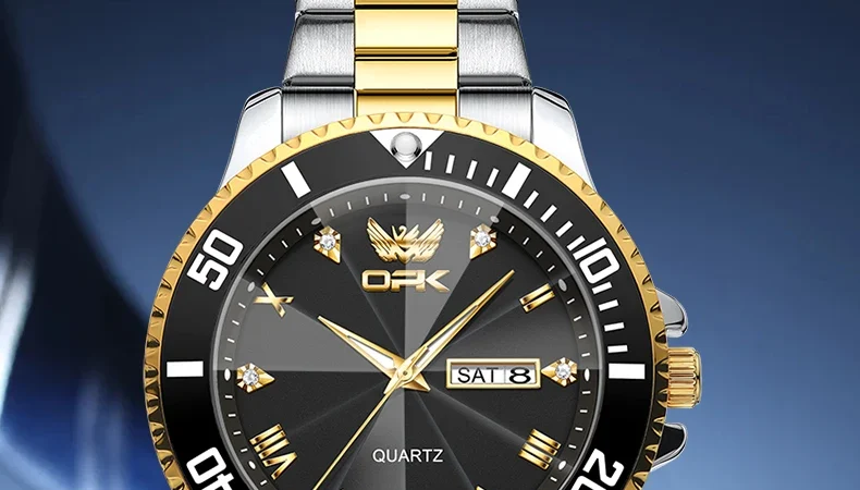 Opk 8171 Herren uhren einfache lässige Original Quarzuhr wasserdicht Edelstahl leuchtend Dual Kalender Display reloj