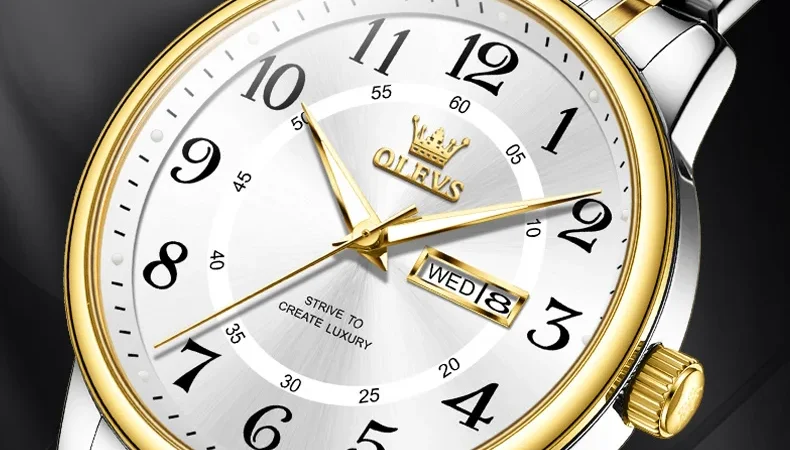 Olevs Herren uhren einfache Original Quarz Armbanduhr römische Ziffer Zifferblatt Datum Woche Anzeige wasserdicht leuchtenden Edelstahl