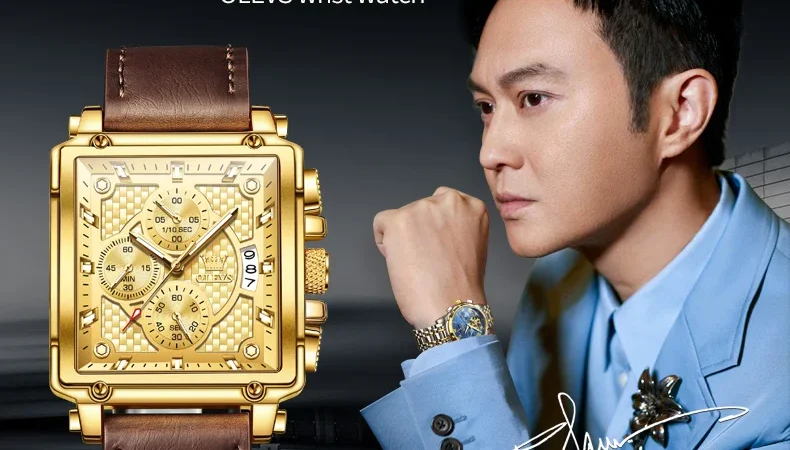 Olevs Top Marke Herren uhren Luxus quadratische Quarz Armbanduhr Original wasserdichte leuchtende Chronograph enuhr für Herren Relogio