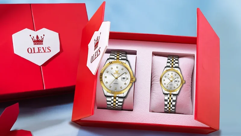 Olevs Paar Uhren Luxusmarke Original Quarz Armbanduhr wasserdichte leuchtende Diamant waage Lupe Mann und Frau Uhr