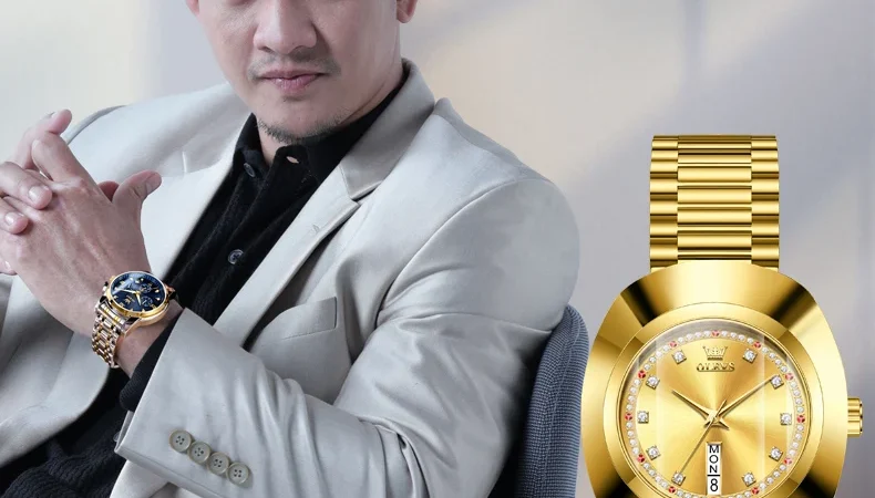 OLEVS Top Marke Mode Luxus Damen Quarzuhr Diamant-verkrustete Zifferblatt Kalender Fenster Kalender Woche Display Wasserdichte Uhr