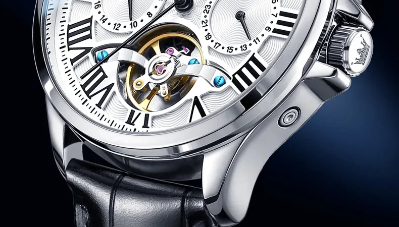 OLEVS 7013 Herrenuhr Original Wasserdicht Multifunktionale Leuchtende Automatische Mechanische Uhr Mondphase Uhren Luxus Männer