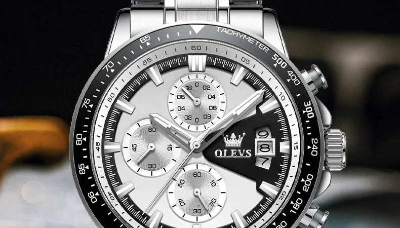 Olevs Herren uhren Top Marke klassische Original Quarzuhr für Mann wasserdichten Edelstahl Lunminous Chronograph Kalender