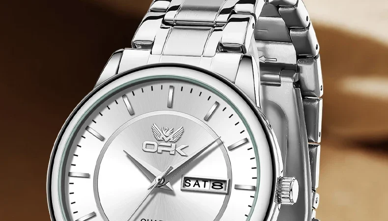 Opk 6022 Uhren für Männer Casual Fashion Quarz Armbanduhr reloj hombre antike wasserdichte Edelstahl Dual Kalender Display