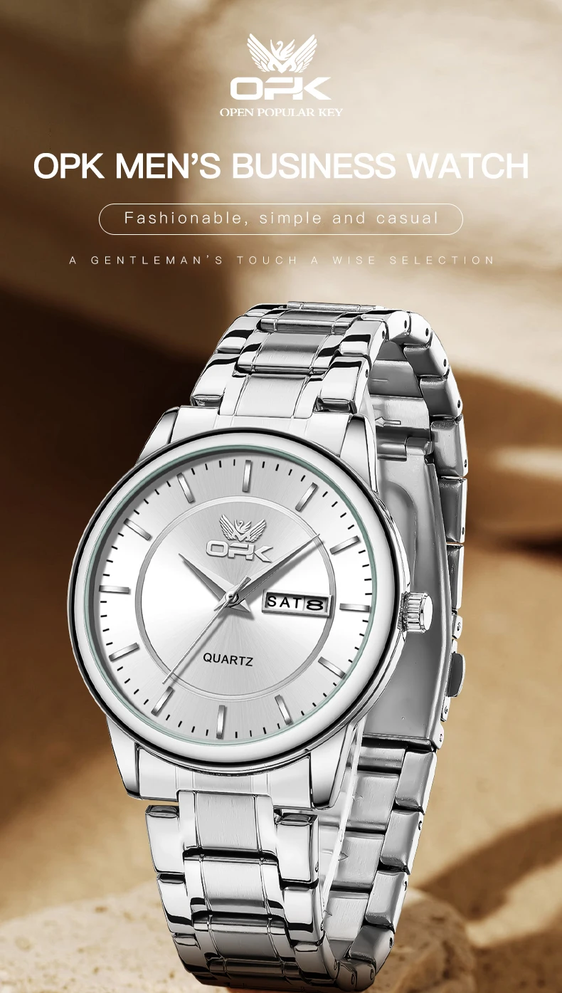 Opk 6022 Uhren für Männer Casual Fashion Quarz Armbanduhr reloj hombre antike wasserdichte Edelstahl Dual Kalender Display