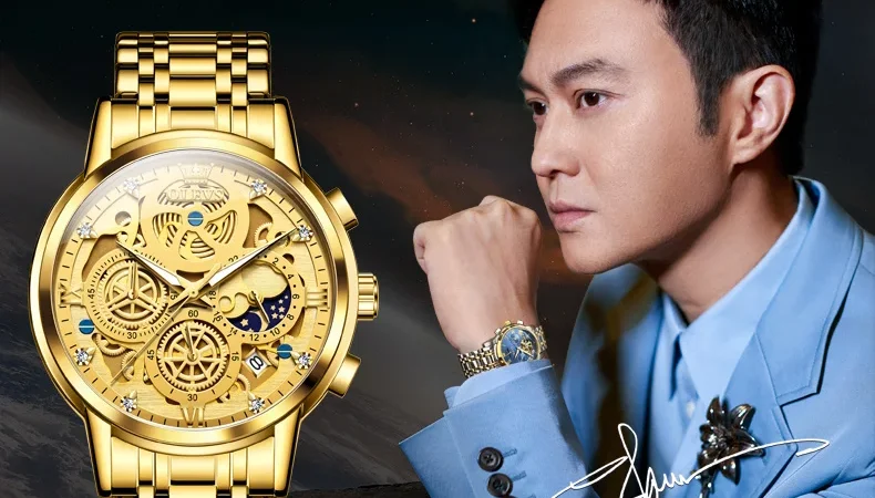 Olevs Original Marke Luxus Herren uhren Mode hochwertige Quarzuhr neues Konzept Design Edelstahl armband Armbanduhr