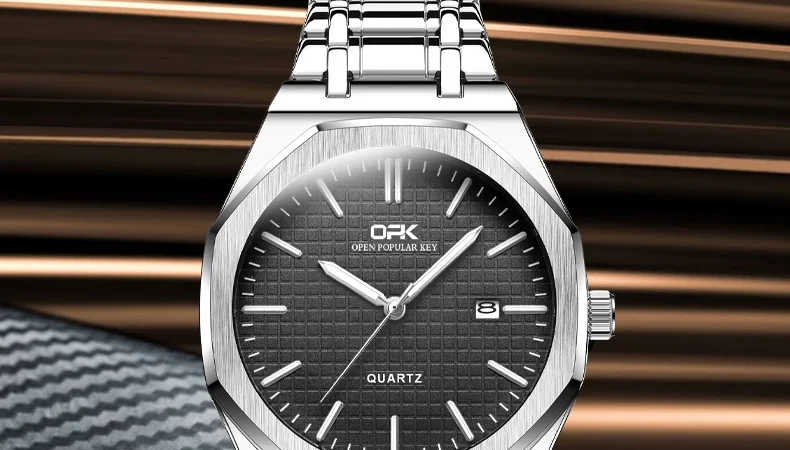 OPK 8139 Herrenuhr Original Wasserdicht Leuchtende Automatikuhr Quarzuhren Für Männer Armbanduhr Edelstahl reloj hombre