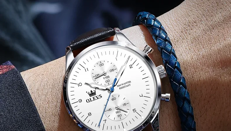 OLEVS Original herren Uhren Top Marke Chronograph Quarz Uhr für Männer Wasserdicht Leucht Datum Männlich Armbanduhr Casual Luxus