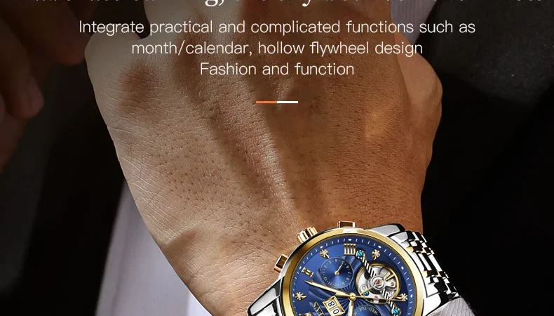 Olevs 9910 automatische mechanische Uhr für Männer Luxus Skelett Herren Armbanduhren Edelstahl wasserdichte Original Herren uhr